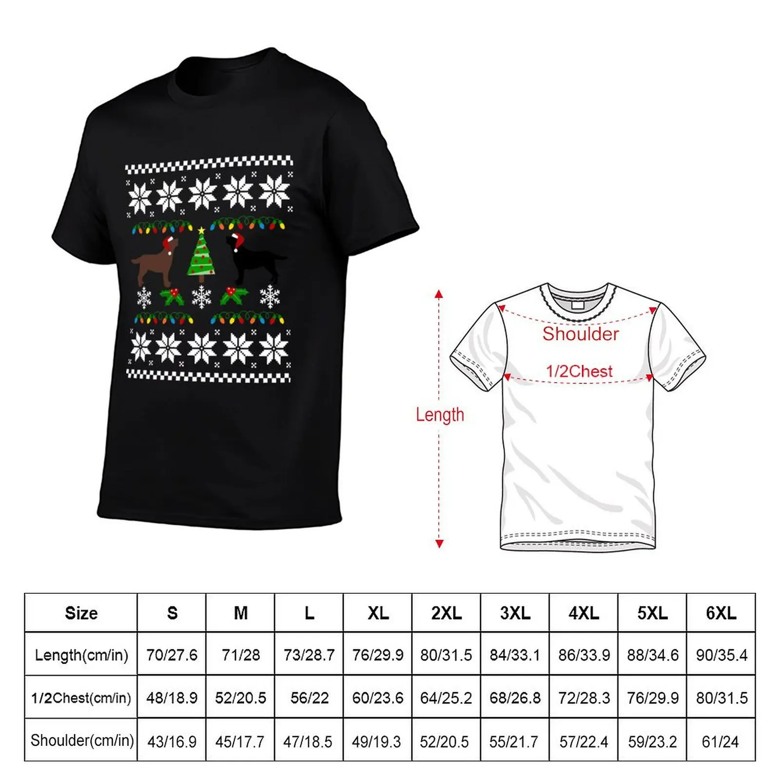 Black Labrador and Chocolate Labrador Happy Christmas Sweater Pattern T-Shirt anime customs street wear plus size men clothing