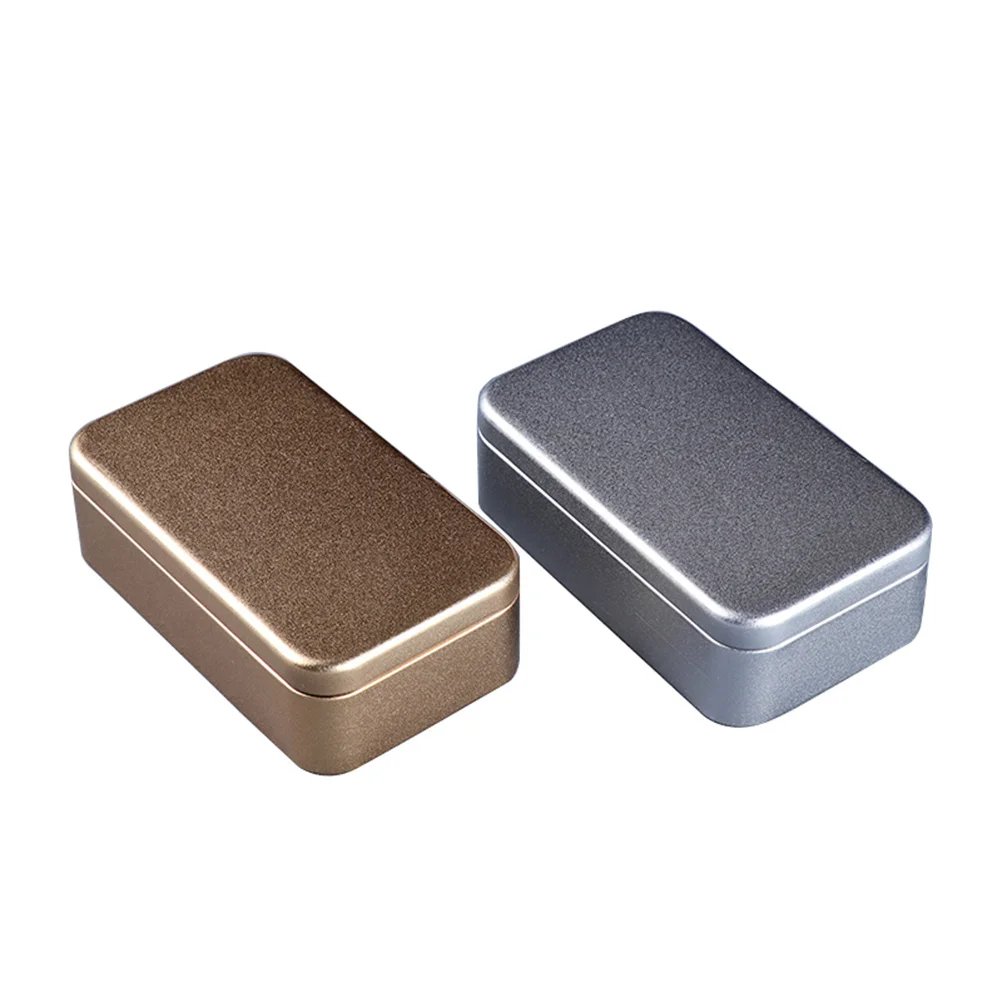 4pcs Metal Business Card Box Tinplate Storage Container Sealed Square Canister For Tea Coffee Snack Dry Food Home Travel Camping