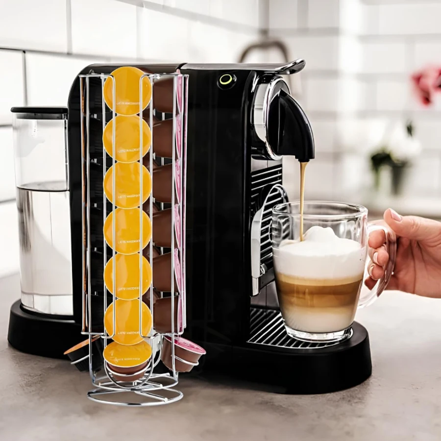 Coffee Pod Stand Holder Coffee Bar Organizer Rack,Coffee Capsule Holds Storage, 28 Pods Holder Spinner for Nespresso Vertuo Line