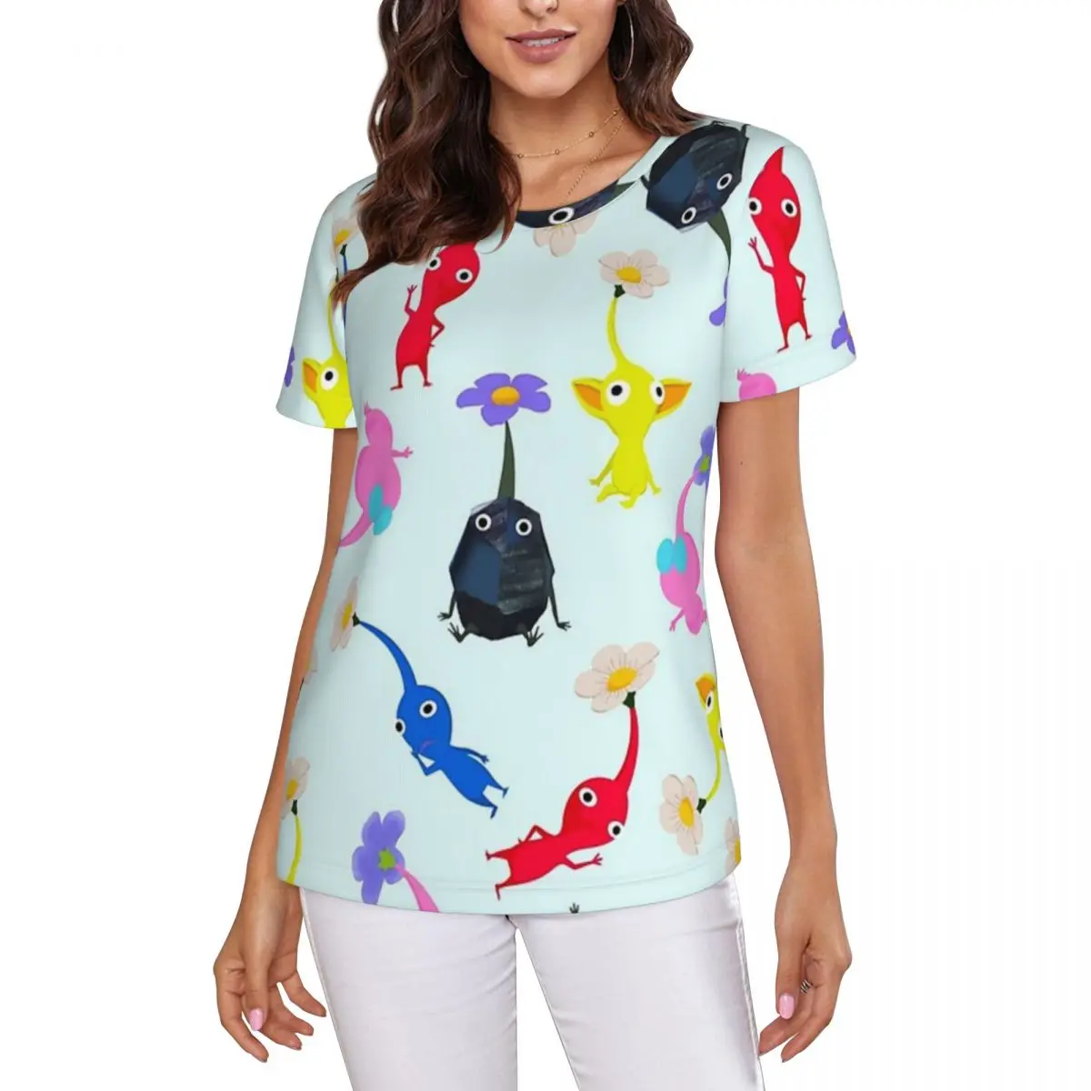 Pikmin T-Shirt Women Short Sleeve T Shirts Round Neck Clothes Cotton Summer Tees Streetwear