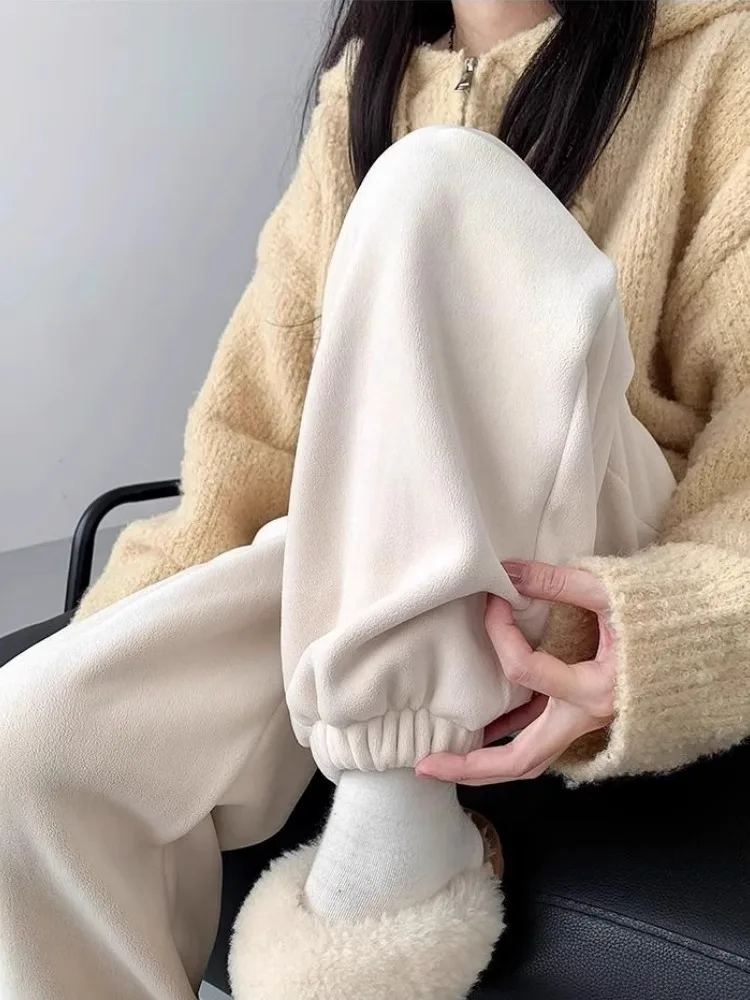 

Осень-зима 2023, мужские спортивные брюки большого размера, свободные теплые спортивные штаны с манжетами, повседневные удобные брюки для отдыха...