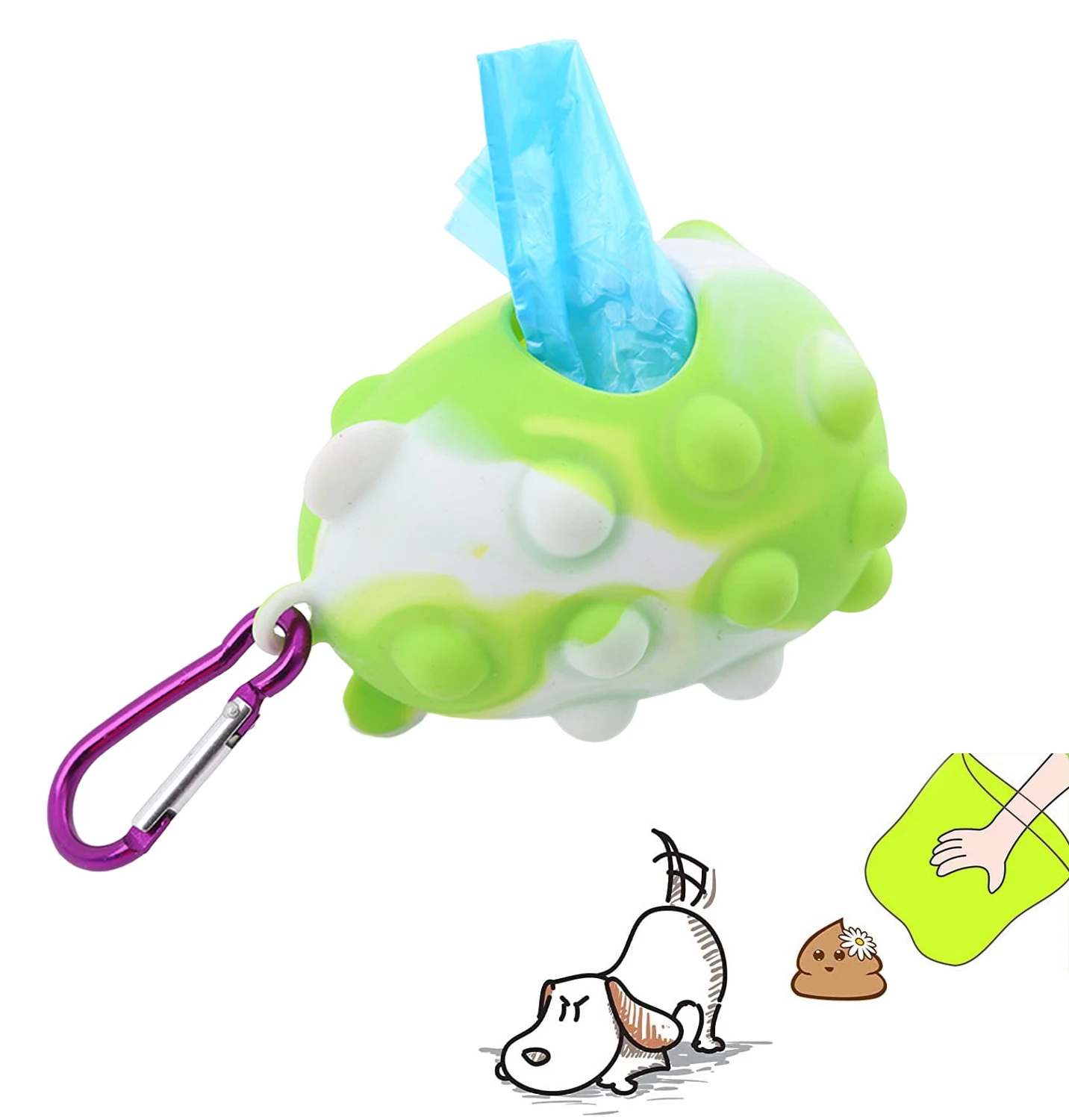 Dog Poop Garbage Bag Holder Dog Cat garbage bag Durable portable puppy collection bag Leash attachment sub-loader Outdoor walkin