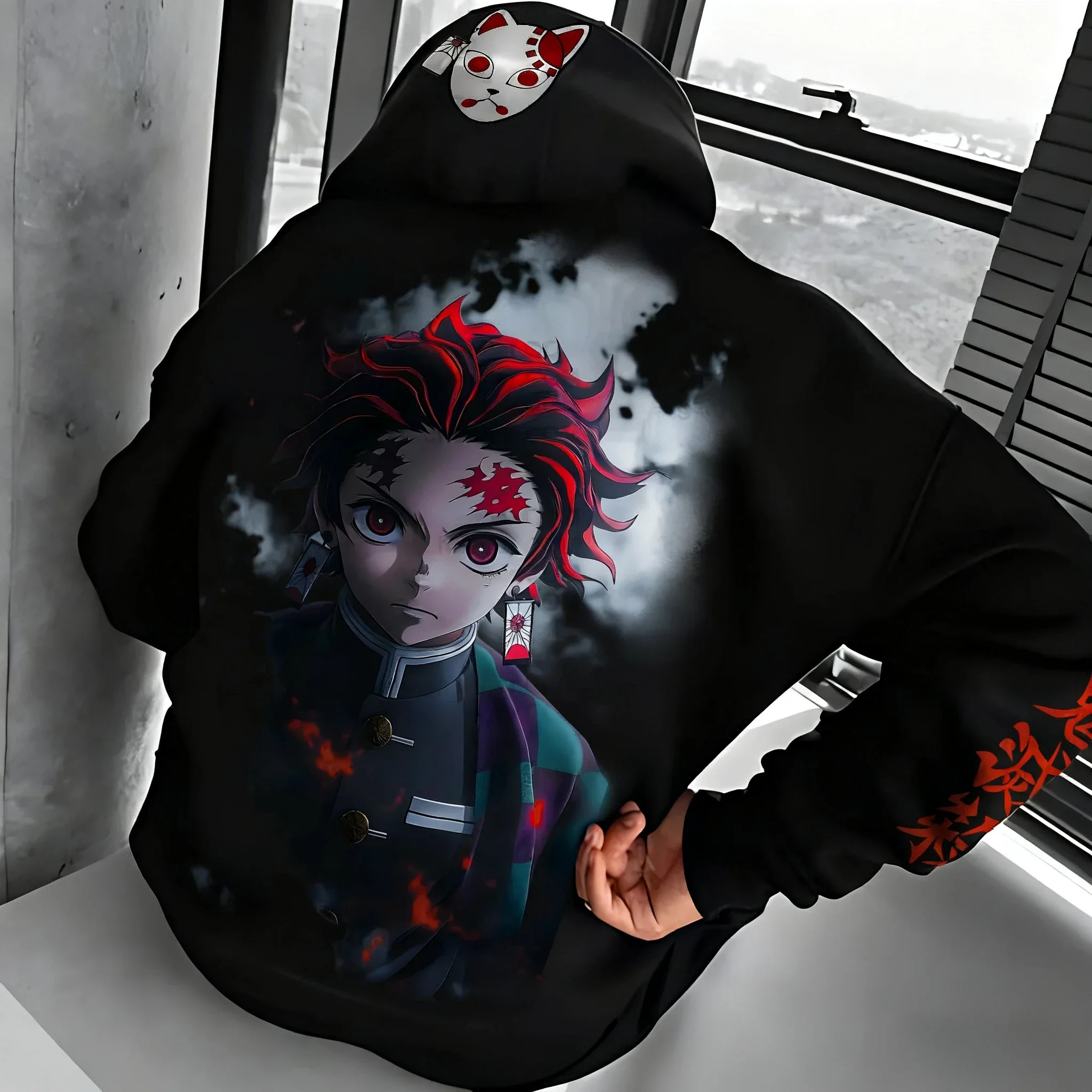Demon Slayer Anime Perifere bedrukte hoodie 2026 Herfst en winter Nieuwe heren en dames Street Daily Loose Daily Sweater Top