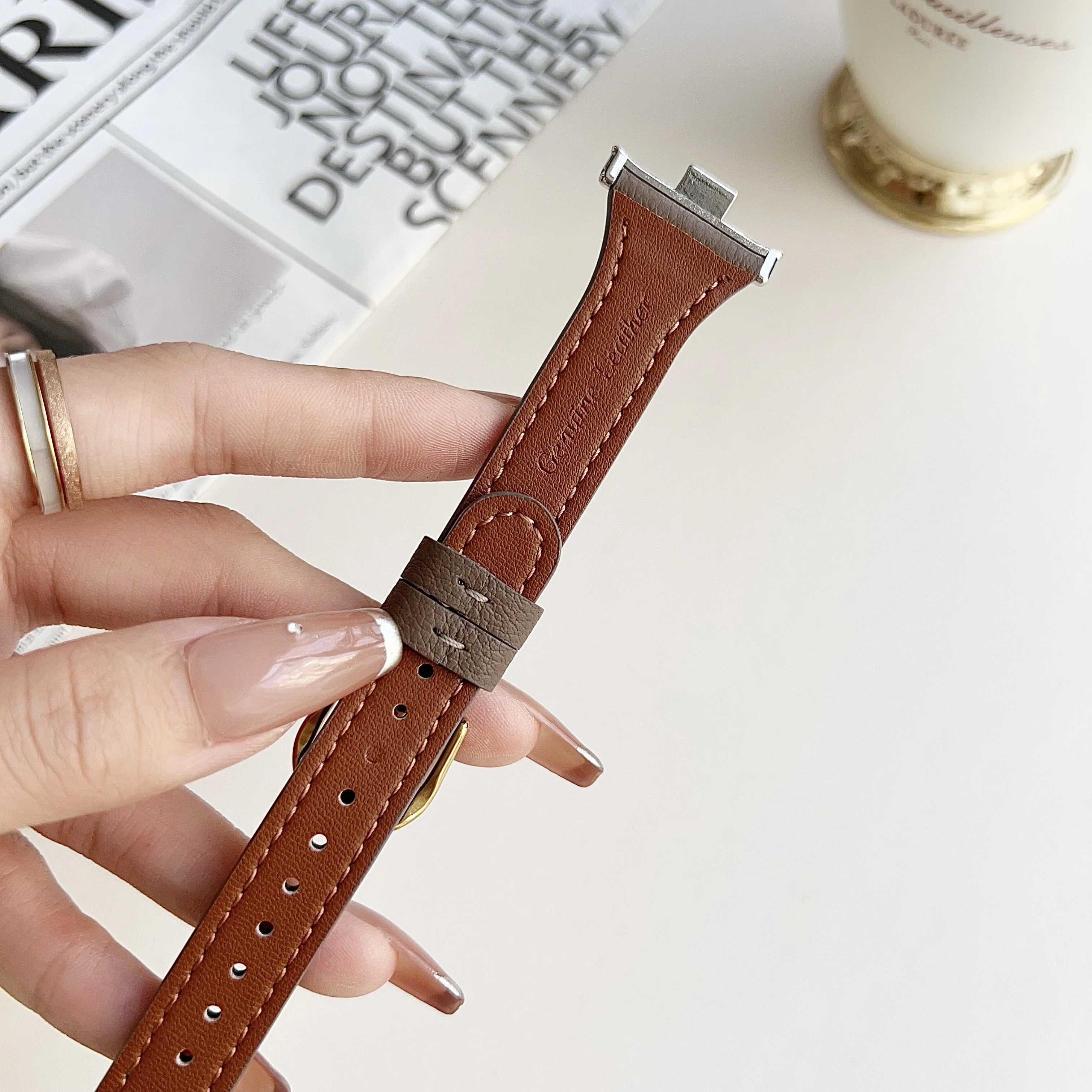 Pulseira de couro ferradura, Pulseira para relógio Redmi 4, Xiaomi Band8 Pro