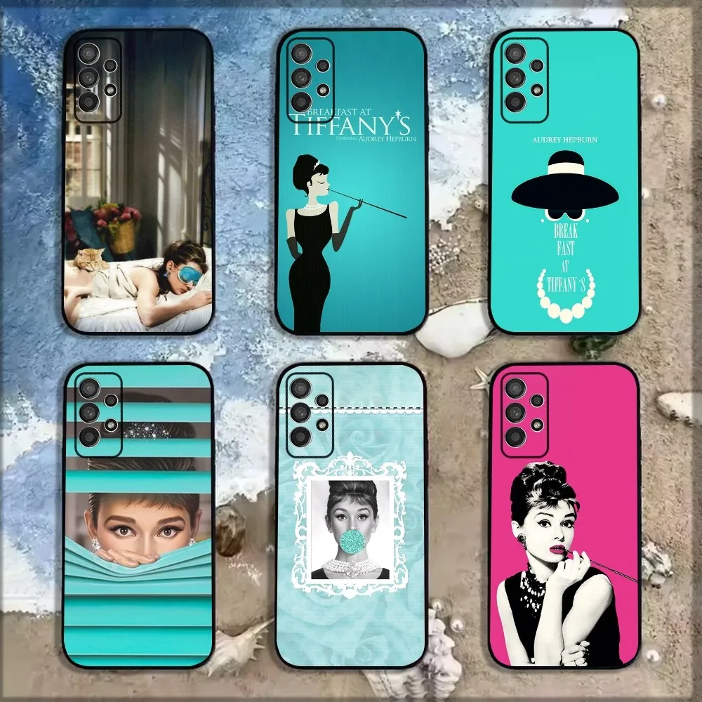 A-Audrey Hepburn Breakfast Tiffanys Phone Case For Samsung Galaxy A13,A21s,A22,A31,A32,A52,A53,A71,A80,A91 Soft Black Shell