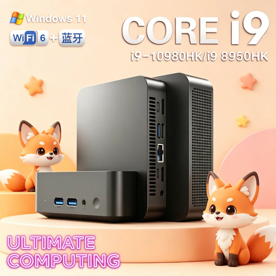 

Futuristic Portable Mini PC Core I9 10980HK/i9 8950HK Apex Gaming Mini PC Windows 11 Pro 16GB RAM 1/2TB M.2 SSD WiFi Laptop