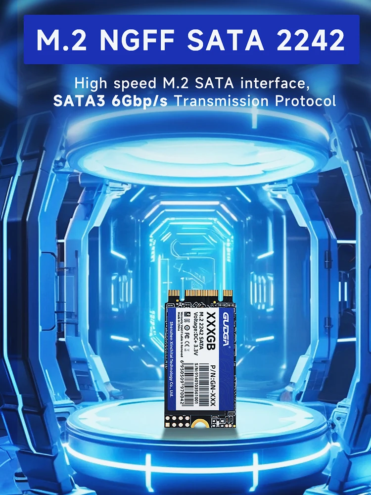 GUDGA M2 SATA 2242 SSD SATA3 128GB 256GB 512GB NGFF Wewnętrzne dyski SSD TLC do laptopów, komputerów stacjonarnych i Thinkpadów — zdjęcie produktu 7