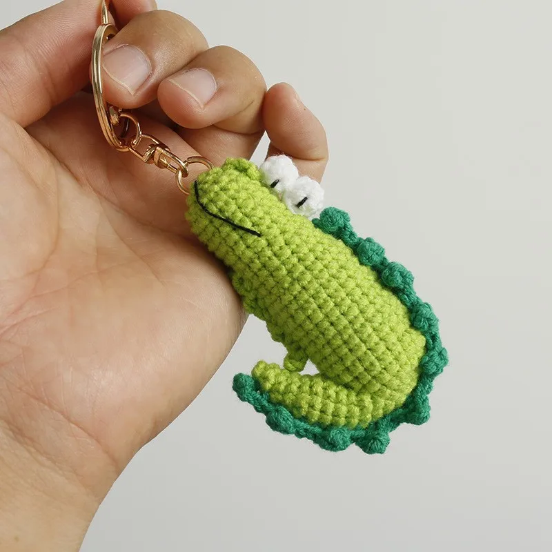مضحك التمساح دمية الكروشيه المفاتيح اليدوية محبوك لطيف الحبار دمية Keyrings الحياكة الأخضر التمساح Keyrings بالجملة