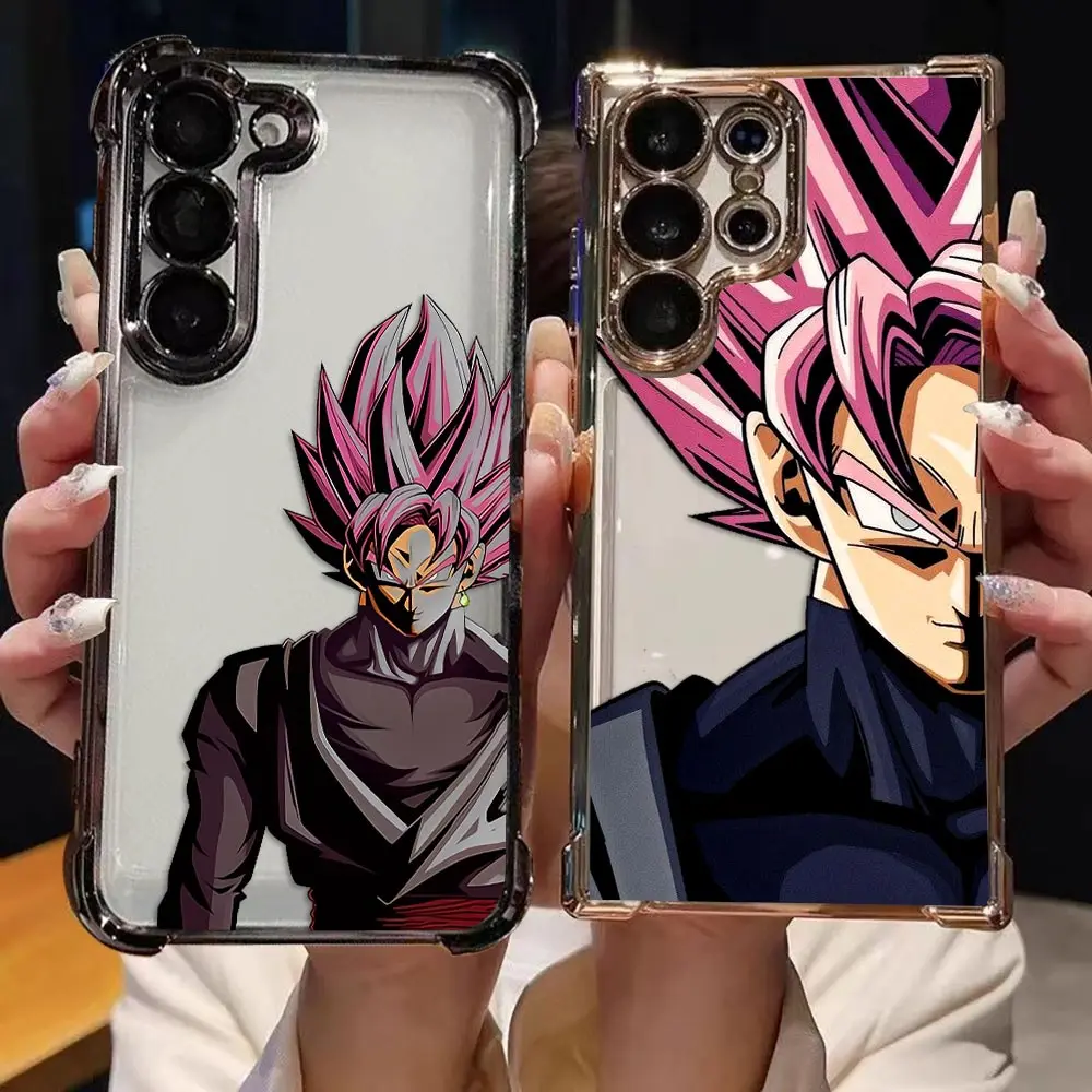 Transparent Plating Phone Case For Samsung S26 S25 S24 S23 S22 S21 S20 FE NOTE 20 PLUS ULTRA Cover Super Saiyan D-Dragon Ball