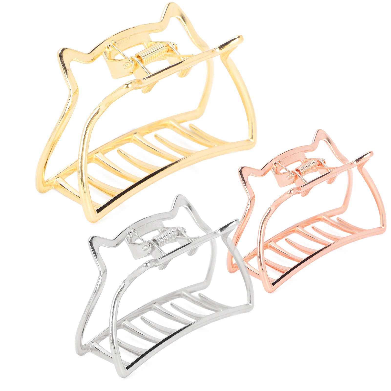 مشبك الشعر المشابك مشبك شعر مقاطع معدنية قوية عقد نونسليب القط شكل الفك مقاطع ماسك الشعر للنساء الفك مقاطع ماسك الشعر