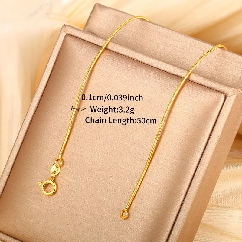 مجوهرات XP --(45 سم 50 سم × 1 مم) 24 قيراط مطلية بالذهب الخالص ثعبان سلسلة القلائد للرجال والنساء مجوهرات الأزياء