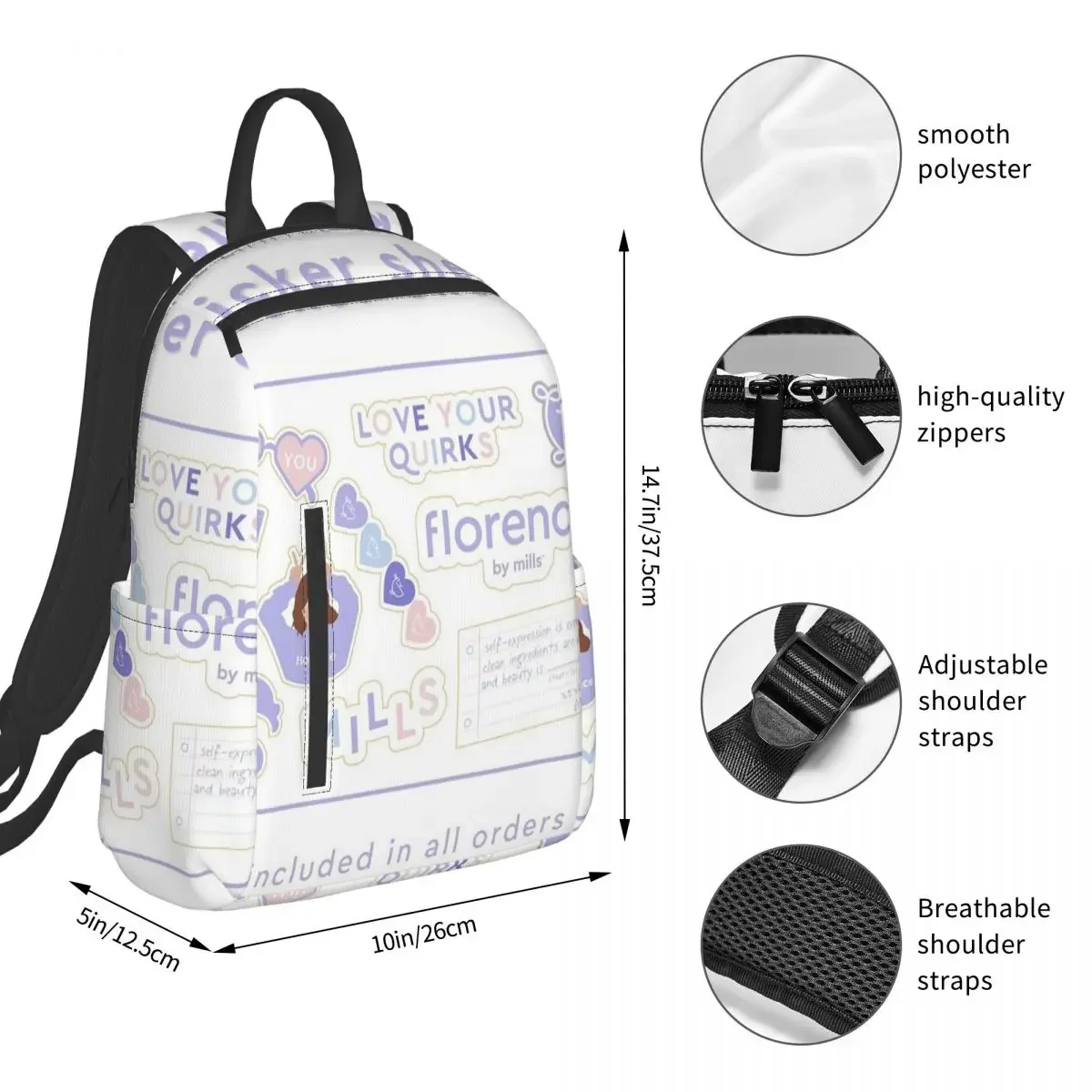 Florence By Mills Millie Bobby Brown Backpack Student BookBag Kids School Bag Computer Shoulder Bags Men Women