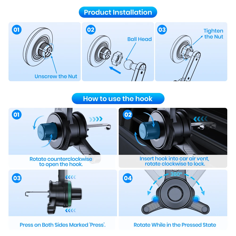 TOPK Super Stabiler Auto-Handyhalter, Magnetischer Handyhalter für Armaturenbrett und Lüftungsschlitz, Kompatibel mit Allen Smartphones – Detail 12