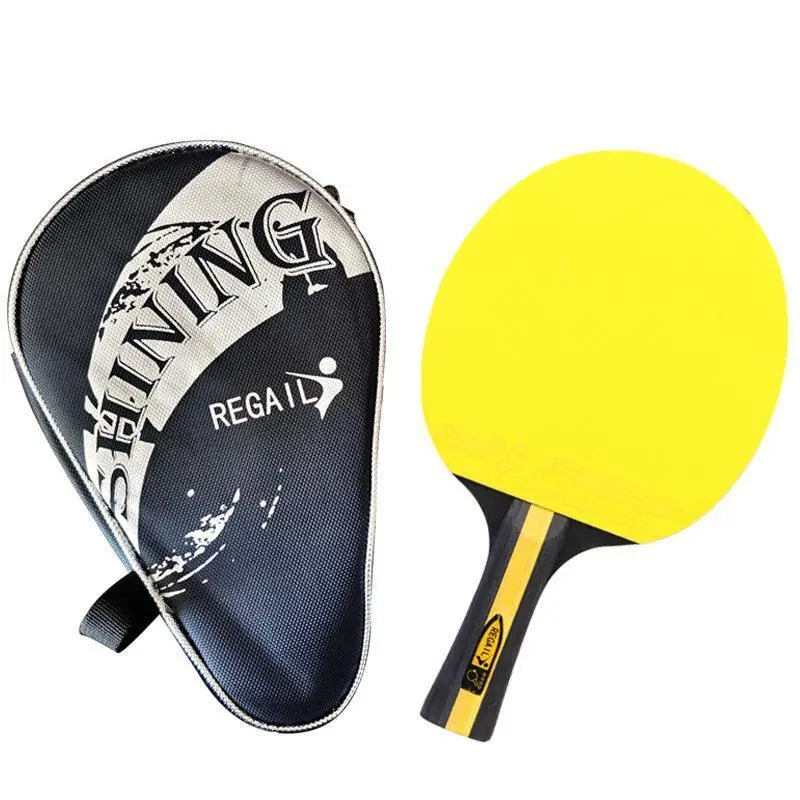 1PC Professional Table Tennis Racket with Blue/Green/Yellow/Red Sponge Carbon Ping Pong Racket with Bag for Beginners Boys Girls