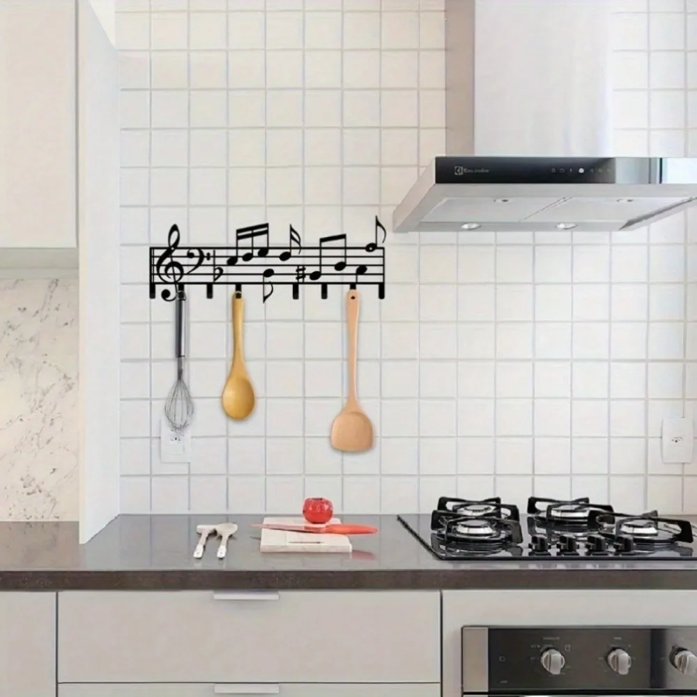Rustproof Musical Note Metal Wall Art Bohemian Utility Hooks Wall Hanger for Home Kitchen Office Decor Gift