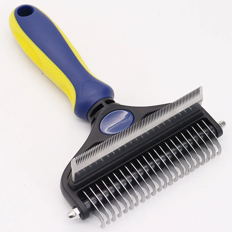 Professional Pet Deshedding Brush 2 Sided Dematting Dog Comb Cat Brush Rake Puppy Grooming Tools Undercoat Shedding Flying Hair