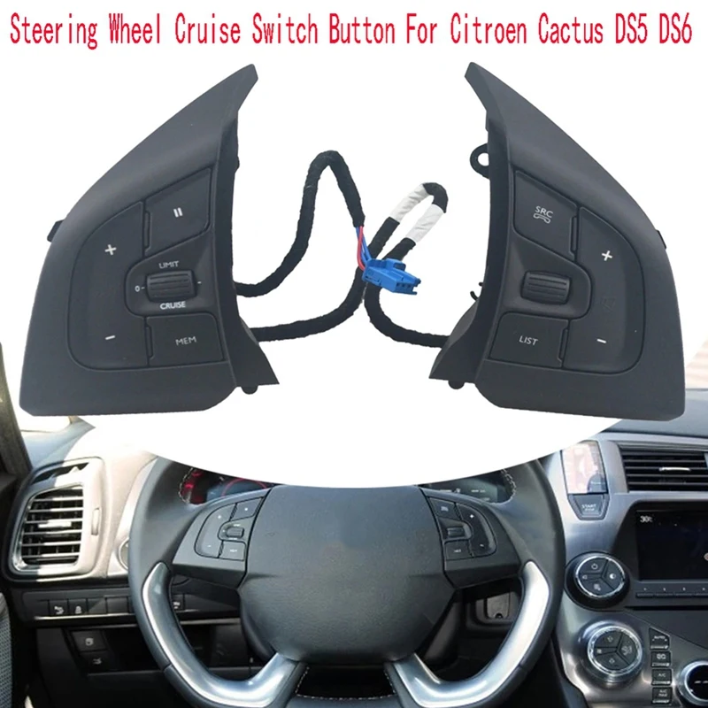 Car Steering Wheel Cruise Switch Button Audio Volume Control Switch Buttons For Citroen Cactus DS5 DS6