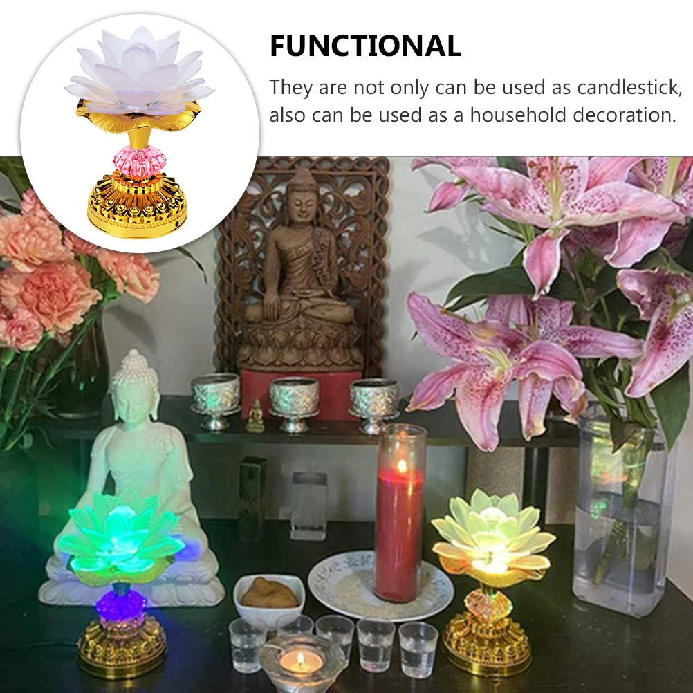 

1pc Creative Color Changing Lotus Lamp LED Home Temple Decoration Durable Portable Buddha Hall Light Exquisite Mini Night Light
