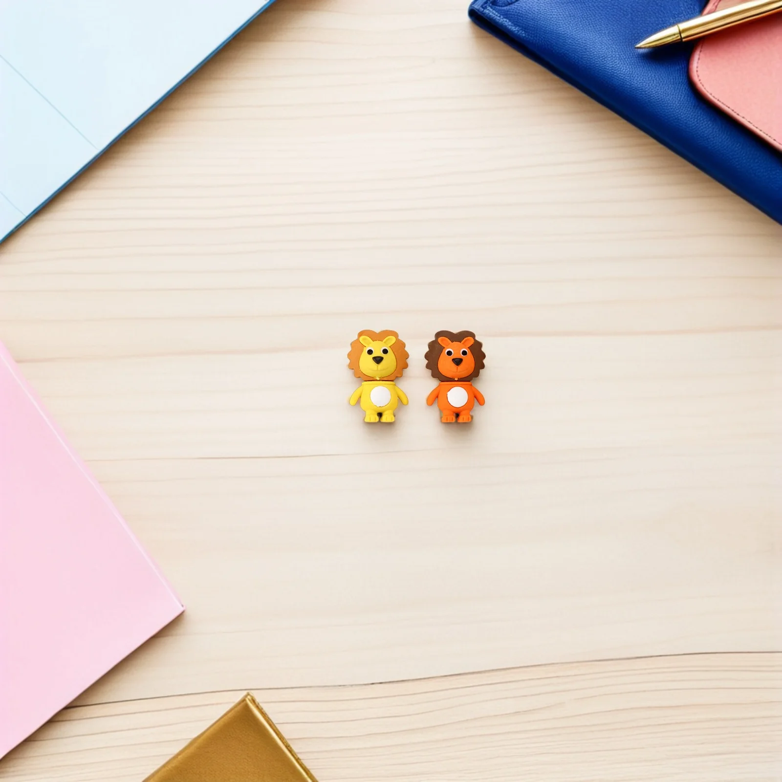 

12pcs Creative For Lovely Lion Shaped Pencil Erasers Wear-Resistant Portable Mini School Supplies Student Gift Kawaii