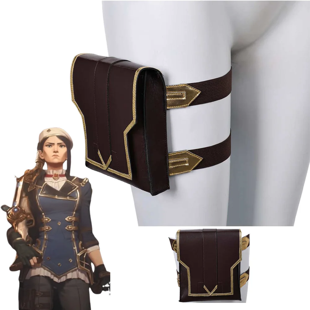 Gioco LoL TV 2 Arcane Caitlyn Cosplay Borse per le gambe PU Hip Packs per le donne Fantasy Outfit Puntelli Accessori per costumi di carnevale di Halloween