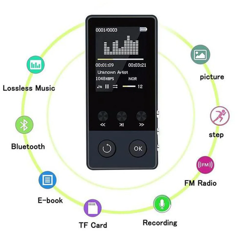

Mini Metal Hifi Lossless Mp4 Player 8Gb 1.8 Inch Lcd Color Display For Running Music Recording Pedometer Fm Portable Video