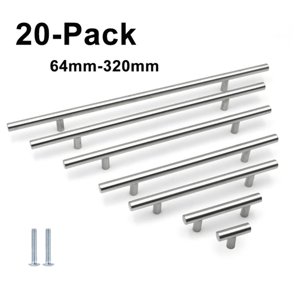 

20-Pack Euro Bar Cabinet Handle Satin Nickel Stainless Steel Handle Modern Simple Wardrobe Cabinet Door Handle Brushed Silver