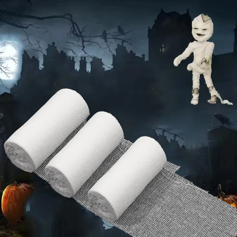 1-10Rolls Halloween Mummy Bandage White DIY Bandage Wrap Str