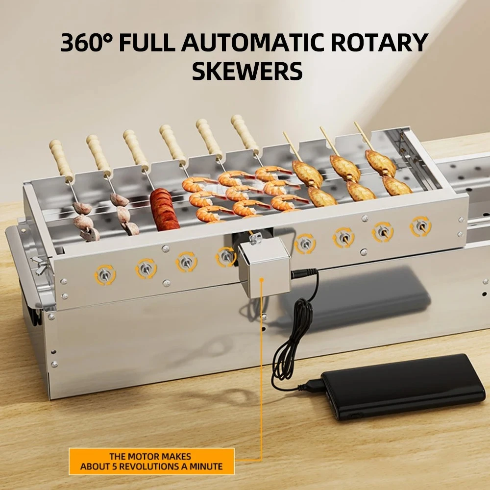 

New Version Automatic Rotary Grill with Adjustable Skewer Barbecue Tools