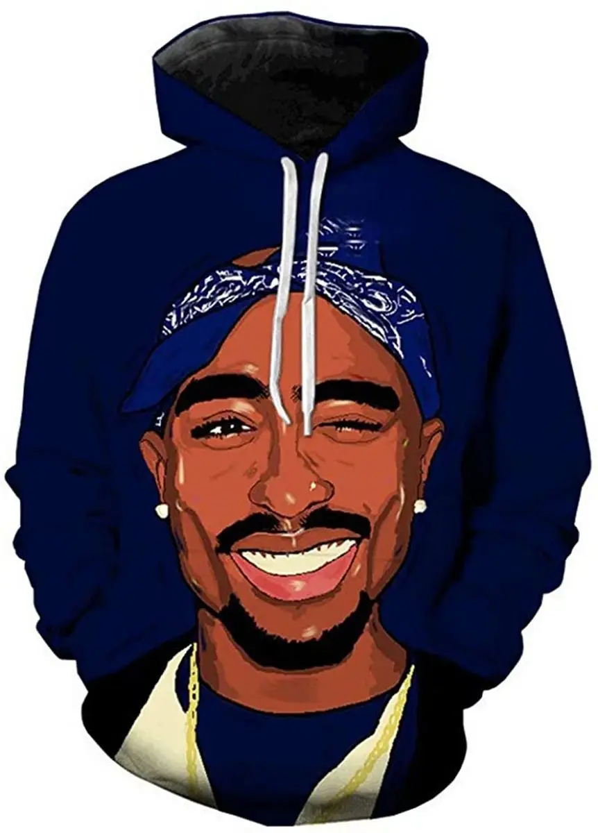 

2pac Print Hoodies for Men Fashion 3D Pattern New in Sweatshirts Hip Hop Harajuku Oversized Pullover Tops S-7XL Women Sweatshirt