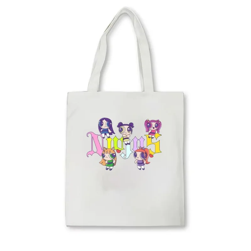 NewJeans Kpop حمل حقيبة Newjeans الأرانب حقيبة قماش قنب Newjeans Merch المرأة موضة حقيبة كتف عادية Hanni Haerin حمل حقيبة #5