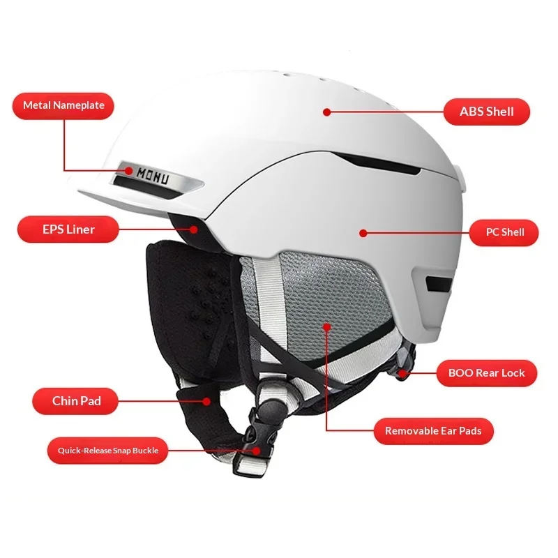 Ski helmet windproof ear protection, warm adult men's and women's single and double board snow helmet, cold proof