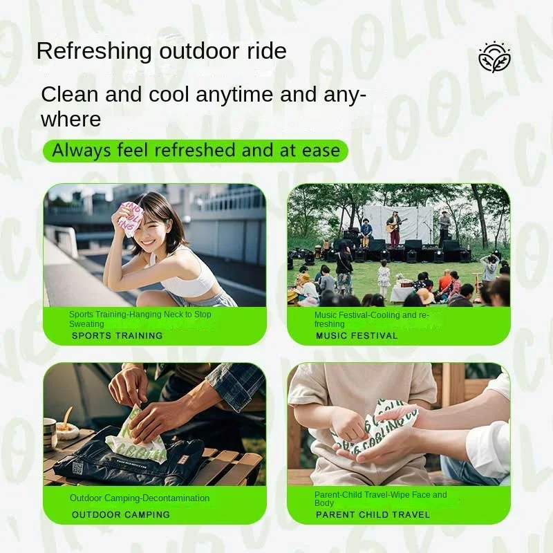 Tisu Basah Dingin untuk Menghilangkan dan Mendinginkan Keringat. Handuk Dingin Memberikan Kesejukan Instan yang Menyegarkan. Tisu Es untuk Pendinginan