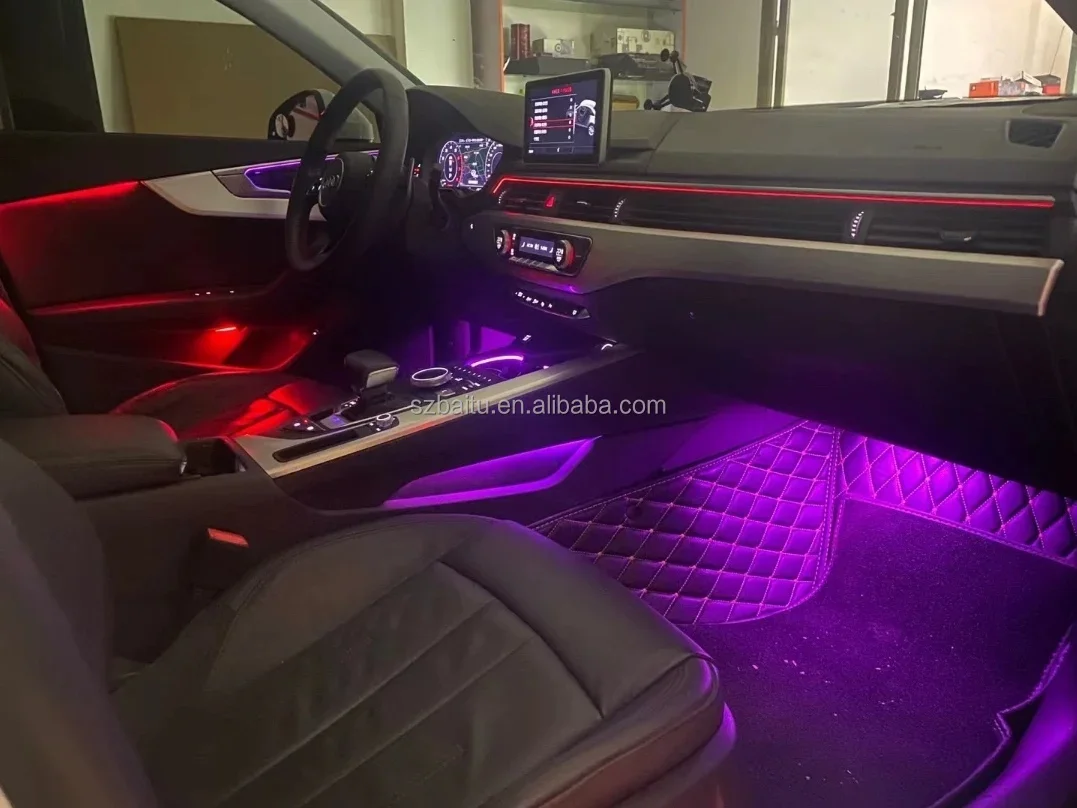 Multi Colors Car Atmosphere Light Carbon Fiber LED Interior Ambient Light Luminous Modification for Audi A4 A5 B9 2017-2021 view 6
