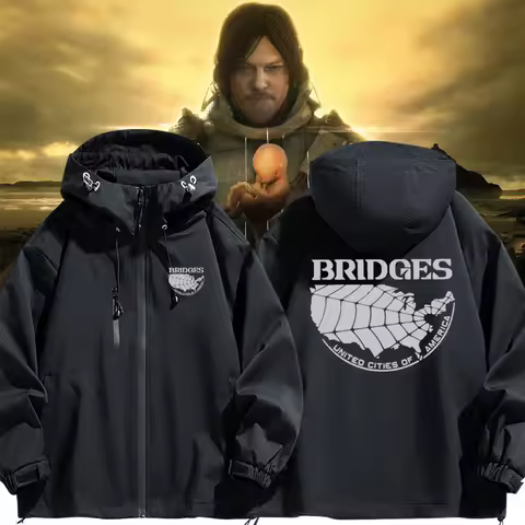 Death Stranding Themed PS4 Game Jaet Inner Set Cool Windproof Polyester Coat for Teens Spring Autumn Wear Zipped Handbag