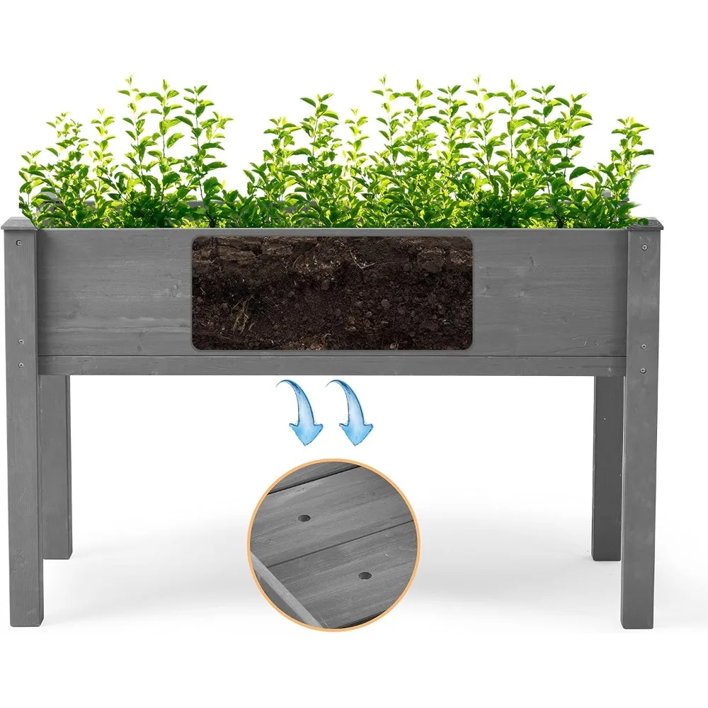 48x24x30 inch Raised Garden Bed with Legs, Elevated Wooden Planter Box for Outdoor Plants Flowers Fruits Vegetable Herb Growing