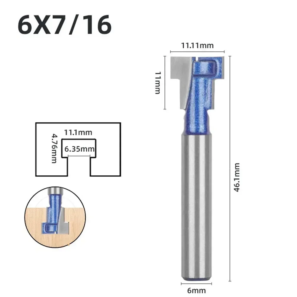 1pc Milling Cutter 6mm Shank T-Slot Router Bit Alloy Screw Hole Milling Cutter T Slotting Carbide Endmill For Woodworking Tool