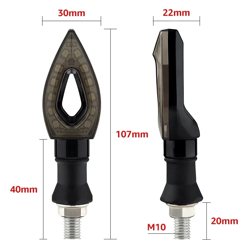 Motorcycle 12 LED Turn Signals Light Amber Blade Lamp Short Turn Signal Lights Amber Blinkers Flashers 12V Moto Indicator Lamps