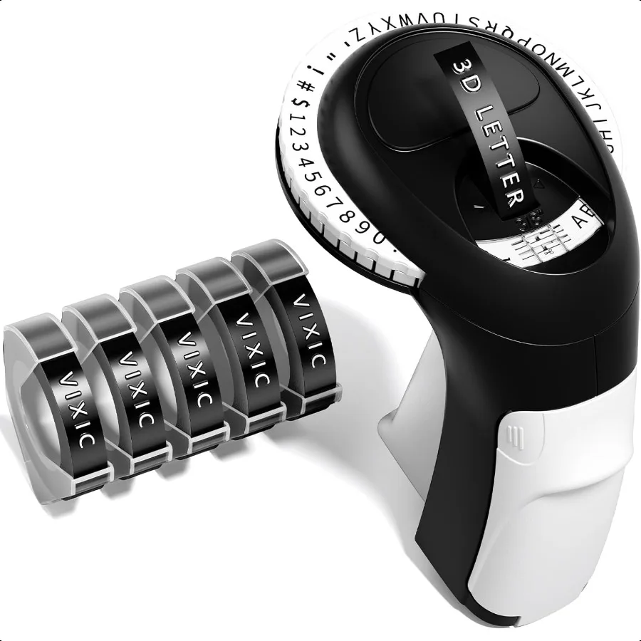 

Ручной производитель этикеток Eming Label Maker Em Label Makers hine с лентами Этикетка для старой школы с 5 рулонами 3D черных лент для дома