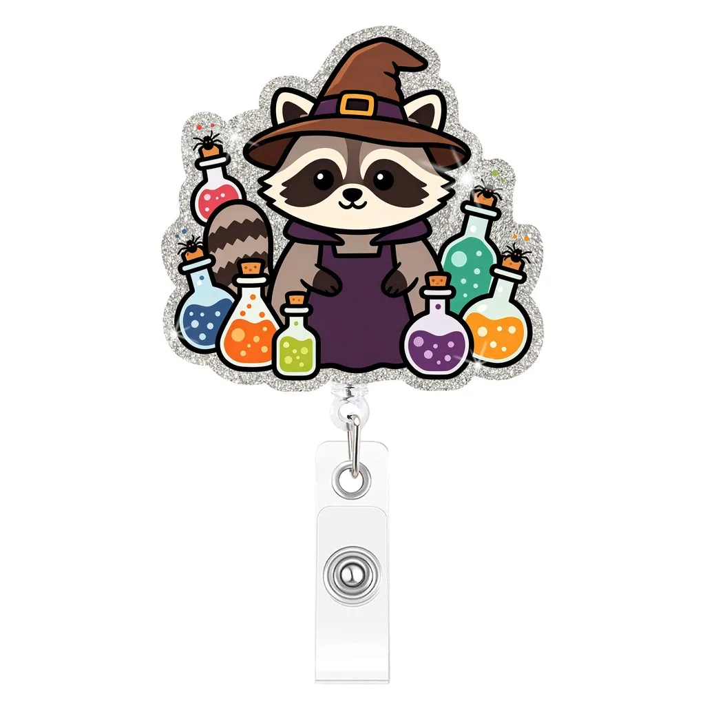 Halloween Raccoon Badge Reel Retractable Retractable Badge Reel Name Card Badge Reel  For Id Badges Name Badges Name Card