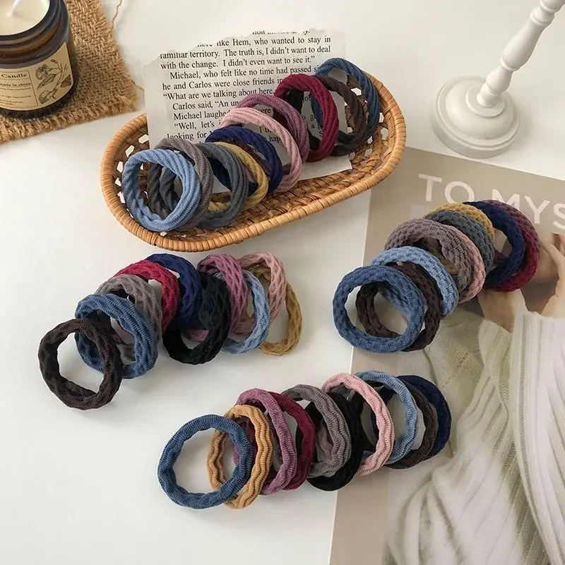 6pcs Simple Basic Elastic Hair Bands Tie for Girl Simple Solid Colors Rubber Bands Scrunchie Headband Hair Accessories