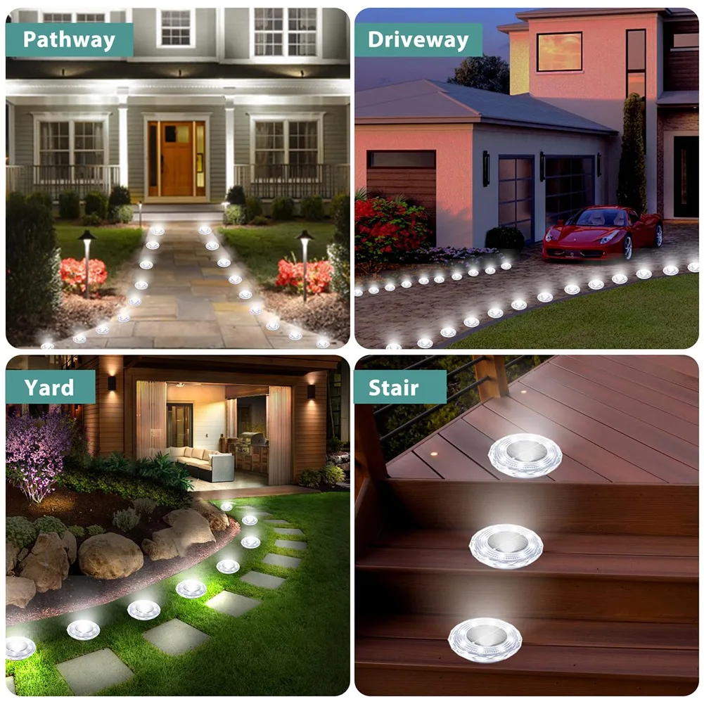 AB41-For Yard For Patio Pathway Solar Ground Lights 8 Pack Waterproof Outdoor Led Solar Garden Lights