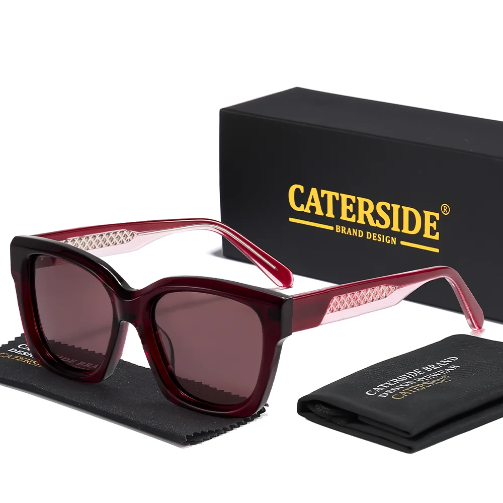 

CATERSIDE стильные поляризационные солнцезащитные очки для мужчин и женщин, классическая квадратная ацетатная оправа для очков, солнцезащитные очки для уличного вождения, UV400
