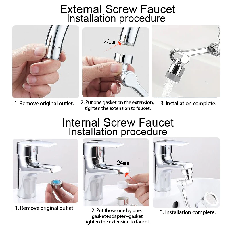Faucet Extender Robotic Arm 1080° Rotating Universal Faucet Head Swivel Faucet For Kitchen Bathroom Sink