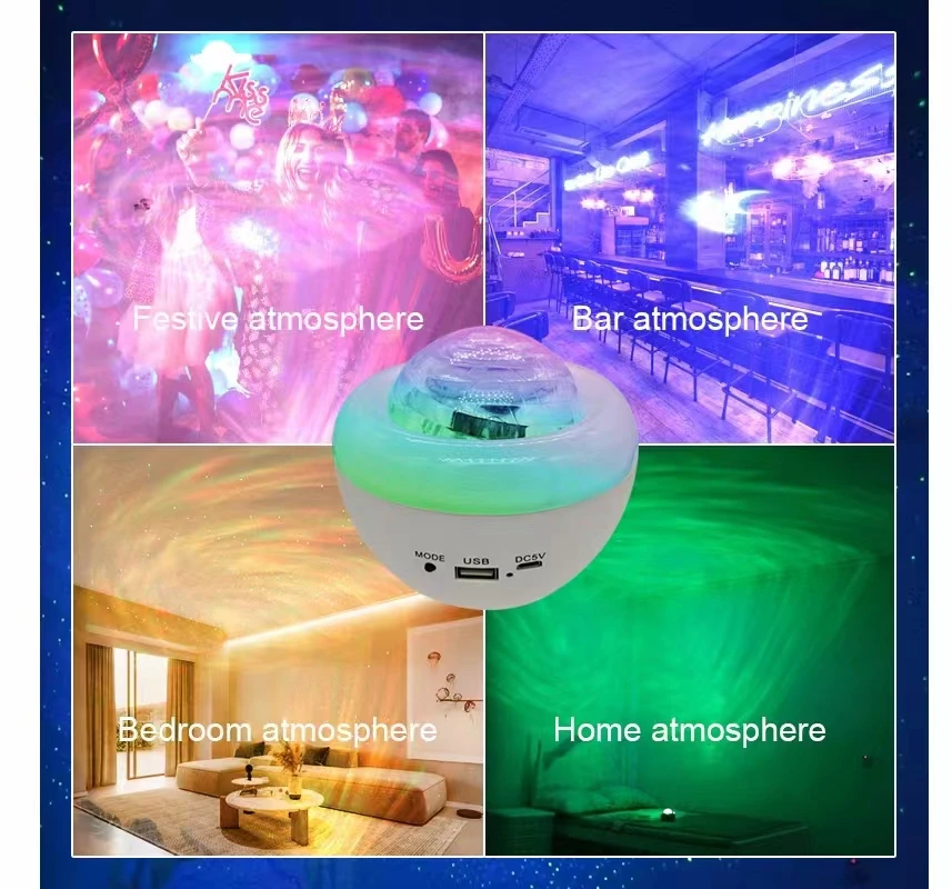 Double Effect Vortex Aurora horse remote control Bluetooth audio music star projector lamp sound control atmosphere lamp LED bed