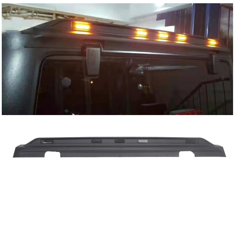

Suitable for 07-17 JK Wrangler with lights, rear sand and stone blocking, rear wing with lights, roof modification