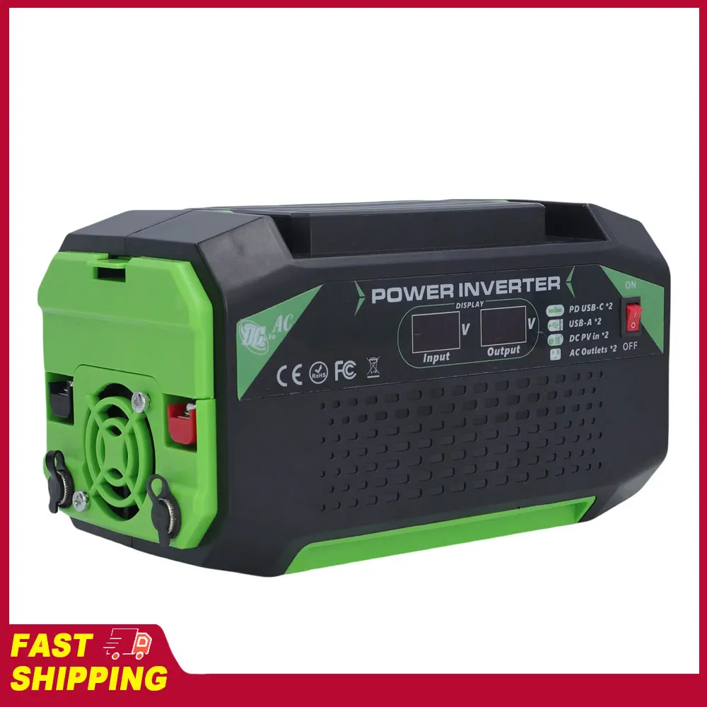 

Инвертор с модифицированным синусоидальным выходом, двумя USB-портами для быстрой зарядки, двумя розетками, умным ЖК-дисплеем, 300 Вт, автомобильный инвертор для путешествий