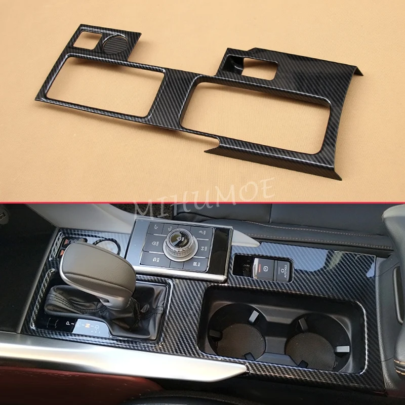 

For Mitsubishi Eclipse Cross 2018-2021 Carbon Fiber Interior Dashboard Gear Shift Cup Holder Panel Cover Carbon Fiber Overlay