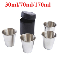 4Pcs/Set Outdoor Stainless Steel Water Cups With Case Hiking Camping Picnic BBQ Beer Coffee Cups Portable Travel Drinkware