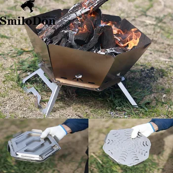SmiloDon Camping Brazier Opvouwbare Vreugdevuur Kachel Draagbare Brandhout Brander Kampvuur Oven Outdoor Vuur Houtkachel Brander Verwarming