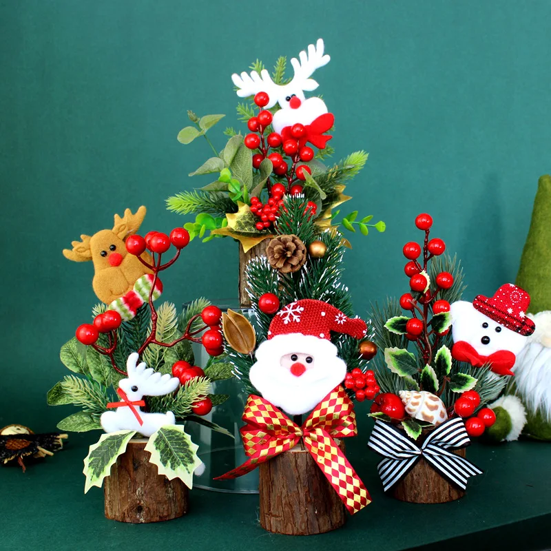 Christmas Tree tabletop decoration Cute PE mini wooden Christmas gifts Christmas tree decoration